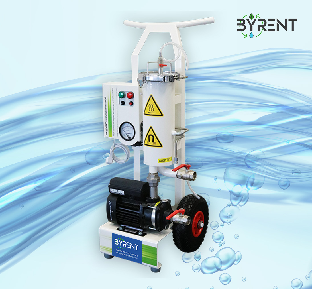 Acondicionamiento del agua de circuitos cerrados de calefacción y refrigeración, filtrado y limpieza - BYRENT